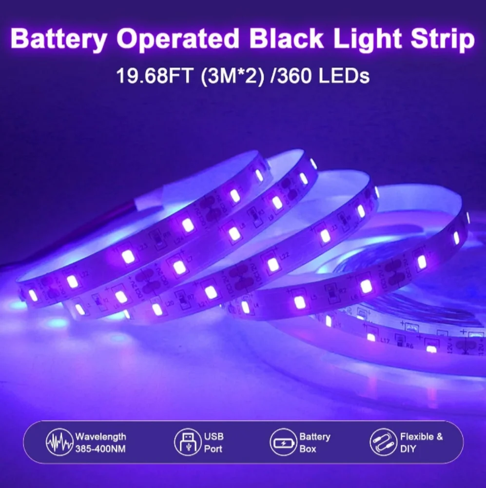 2Pack Blacklight Black Lights String Wall Light Up Wall Art Tapestry Party Night